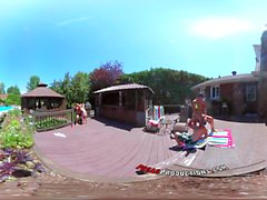 3-Way Porn - VR Group Orgy by the Pool in Public 360