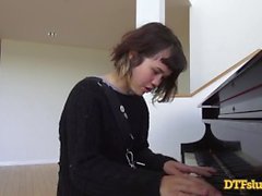 yhivi shows off piano skills followed by rough sex and cum over her face