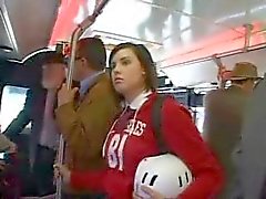 Schoolgirl groped on the train and fucked in parking lot