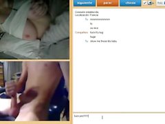 Girl exposing big tits for fake-cam jerker