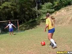 Latina strips off soccer uniform and models big ass