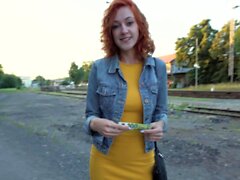 Public Agent Sexy redhead waitress sucks cock