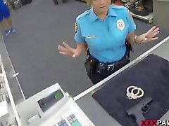 Huge boobs security officer pounded at pawnshop