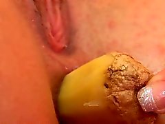 Natural teenie is gaping narrowed fuckbox in close-up and ha