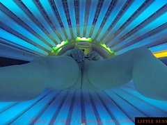 Tanning Bed Solarium Sonnenbank Fun Pierced Pussy and Dildo