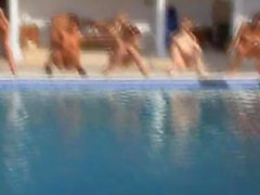 Six naked girls by the pool from usa