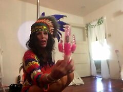 Stacked brunette goes solo toys and masturbation