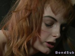 Redhead in bdsm spanked and anal fucked