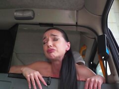 Female Fake Taxi Lady Gang gets a ride on a big black cock