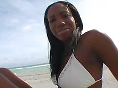 Ebony Beach Babe Gets Plowed By Big Dick