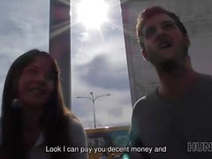 HUNT4K. Pickup at bus station works and angelface Angella Christin does dirty job