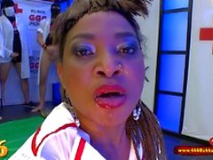 Kinky Mimi the Black Nurse is thirsty for Piss and Cum