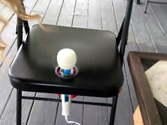 hollyhotwife using my new hitachi wand chair on the patio