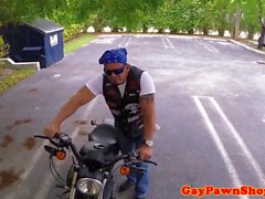 Pawnshop biker amateur assfucks for quickcash