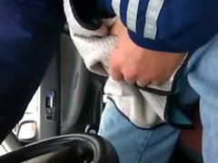 Jerking off in car discreet cum