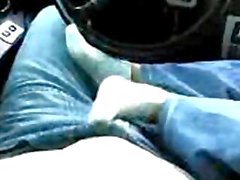 socks tease in a car