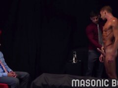 MasonicBoys - cute blond boy loses virginity in bareback 3-sum fuck