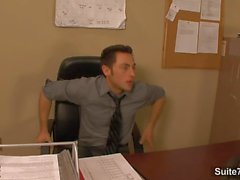 Excited office gays banging at work