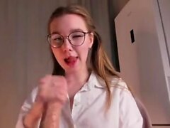 Nerdy Freyua Handjob and Blowjob-ing dildo