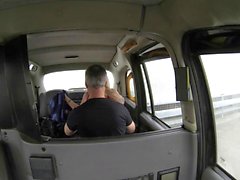 Blonde passenger drilled in the backseat