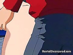 Appealing redhead hentai chick getting mouth fucked and