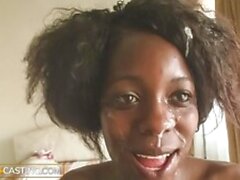 Cute Black Beauty Facial After Rough Anal Casting