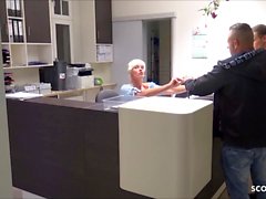 German Nurse Stacy help 2 Guys to Cum in Semen Bank with Sex