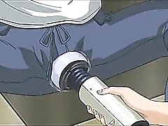 Teenage hentai topless girl giving blowjob on knees