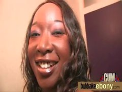 Ebony surrounded by several white dicks 24