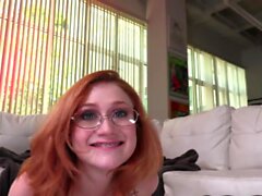 Redhead deepthroat slut sucks POV dick