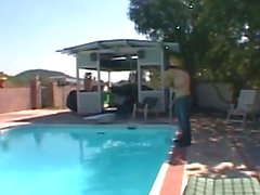 Gorgeous milf cums to life at the pool