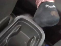 Whore jerking in car