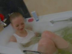 Russian super bony girl in the shower
