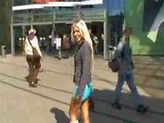 Blonde and her man love public sex