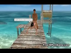 Sexy 3D cartoon honey getting fucked on the beach