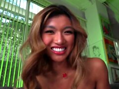 POV dirty talking 21yo Asian rides cock