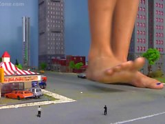 Blonde giantess Danielle destroy building city