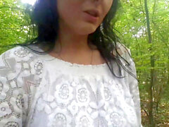 Russian forest, vibrator, outdoor masturbation with pee
