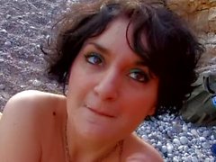 French MILF gets destroyed by her hubby on beach