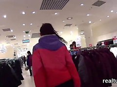 Attractive czech kitten is tempted in the mall and banged in
