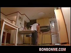 skinny milf sex with fat man in kitchen
