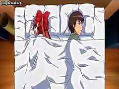 Hot, busty redhead anime gets held for some nice cock banging