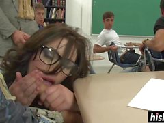 Brunette teacher gets fucked in the classroom