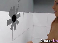 Gloryhole babe gets pussy cum filled by bbc