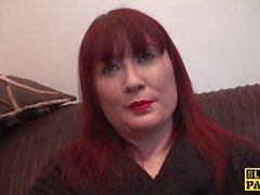 Busty british redhead dominated with roughsex