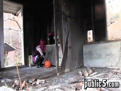 Goth Whore Masturbates Out In A Shack