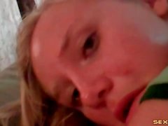 Adorable teenager masturbates hairy pussy