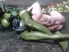 Lush Lady Orc Warrior Dominates Strong Muscular Nord