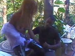 Outdoor anal for a blonde tranny