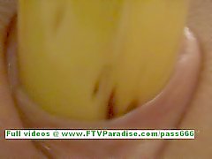 Fiona stunning blonde babe masturbating with a banana and a zucchini on the floor